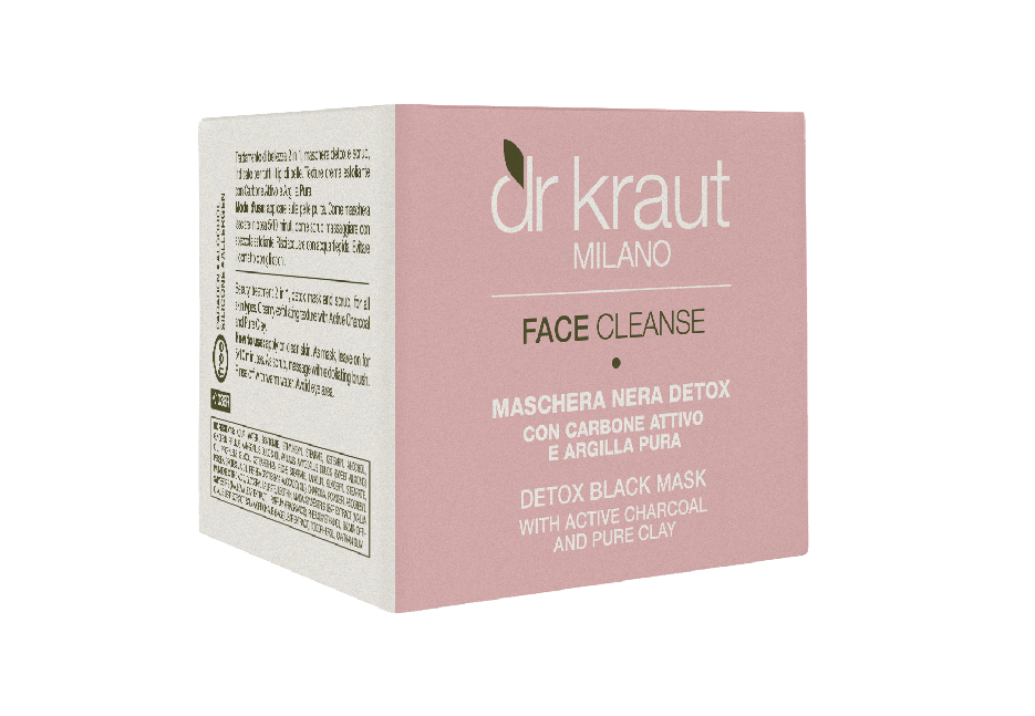 Masca Faciala Detoxifianta si Exfolianta, cu carbune activ si argila pura, 2 in 1, 500 ml, Dr. Kraut Milano.