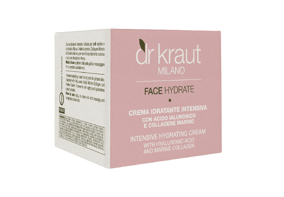 Crema Intensiv Hidratanta pentru fata, cu Acid Hialuronic și Colagen Marin, 500 ml, Dr. Kraut Milano.