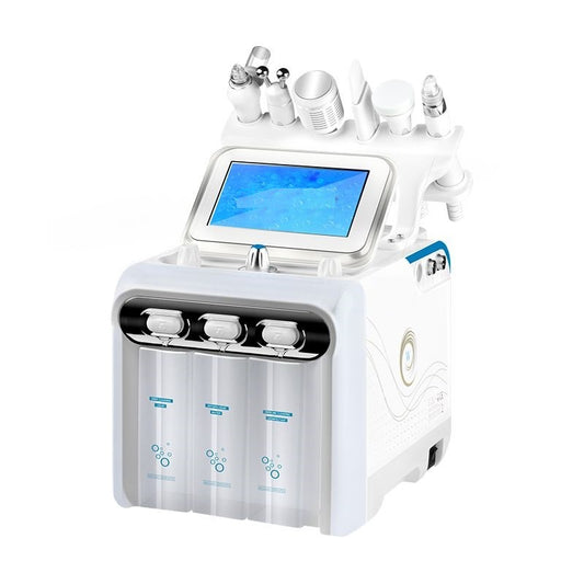 Combina Cosmetica faciala 9 in 1 Hidroxi - Rf, Skin Scrubber, Ultrasunete, Termosoc, Hidrodermbraziune, Masca Led, Oxigenare.