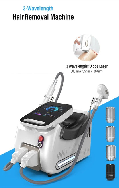 Aparat Epilare Definitiva Laser cu 3 lungimi de Unda, 2 manipuli , 40 milioane de flashuri per capat, 2500W, Capete magnetice interschimbabile, Zenit