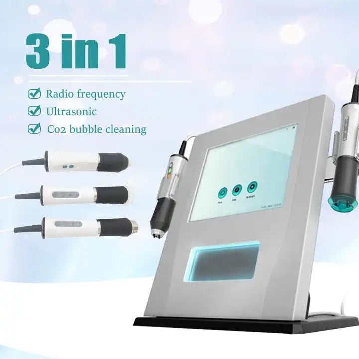 Aparat Oxigenare cu 3 Capete: Radiofrecventa Tripolara pentru Lifting Facial, Hidratare si Hranire, Rejuvenare cu 2 seturi de capsule