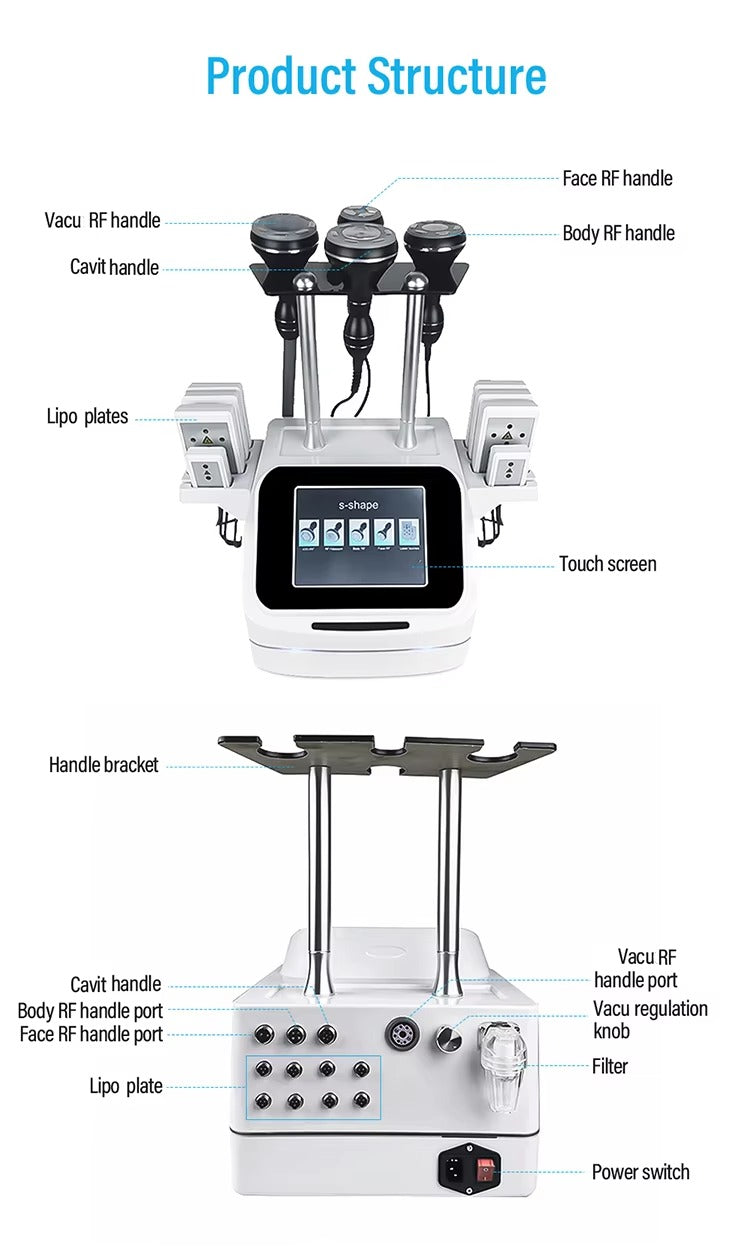 Aparat Profesional Cavitatie, Radiofrecventa, Vacuum si LipoLaser, S-Shape