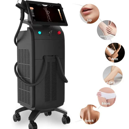Aparat Profesional pentru Epilare Definitiva cu Dioda Laser, 4 lungimi de unda 755nm+808nm+940nm+1064nm, Manipuli cu Display Digital, 5 Capete