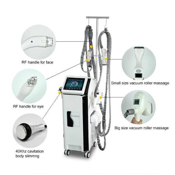 Aparat Vacuum Endermologic V-Sculptor cu Cavitatie, Radiofrecventa si Infrarosii pentru tratamente faciale si corporale