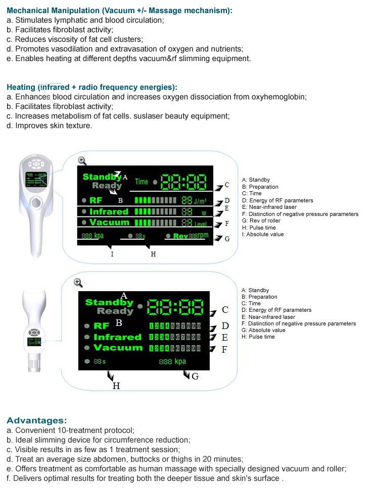Aparat Vacuum Endermologic V-Sculptor cu Cavitatie, Radiofrecventa si Infrarosii pentru tratamente faciale si corporale