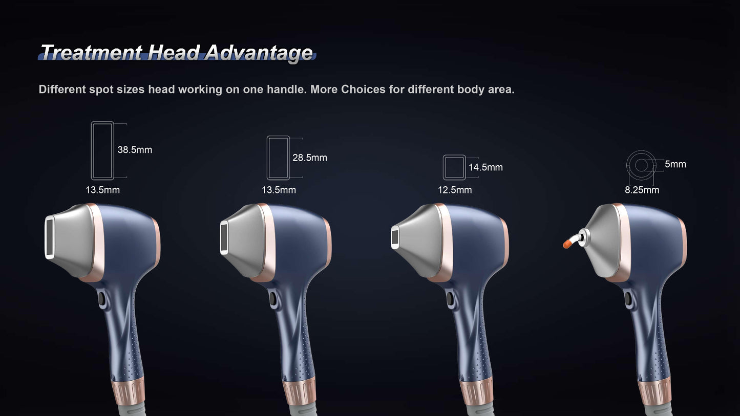 Aparat de Epilare Definitiva cu 4 Lungimi de Unda, Fedora, soft Inteligenta Artificiala, dioda 1800W, Putere Aparat 4500W cu capete interschimbabile