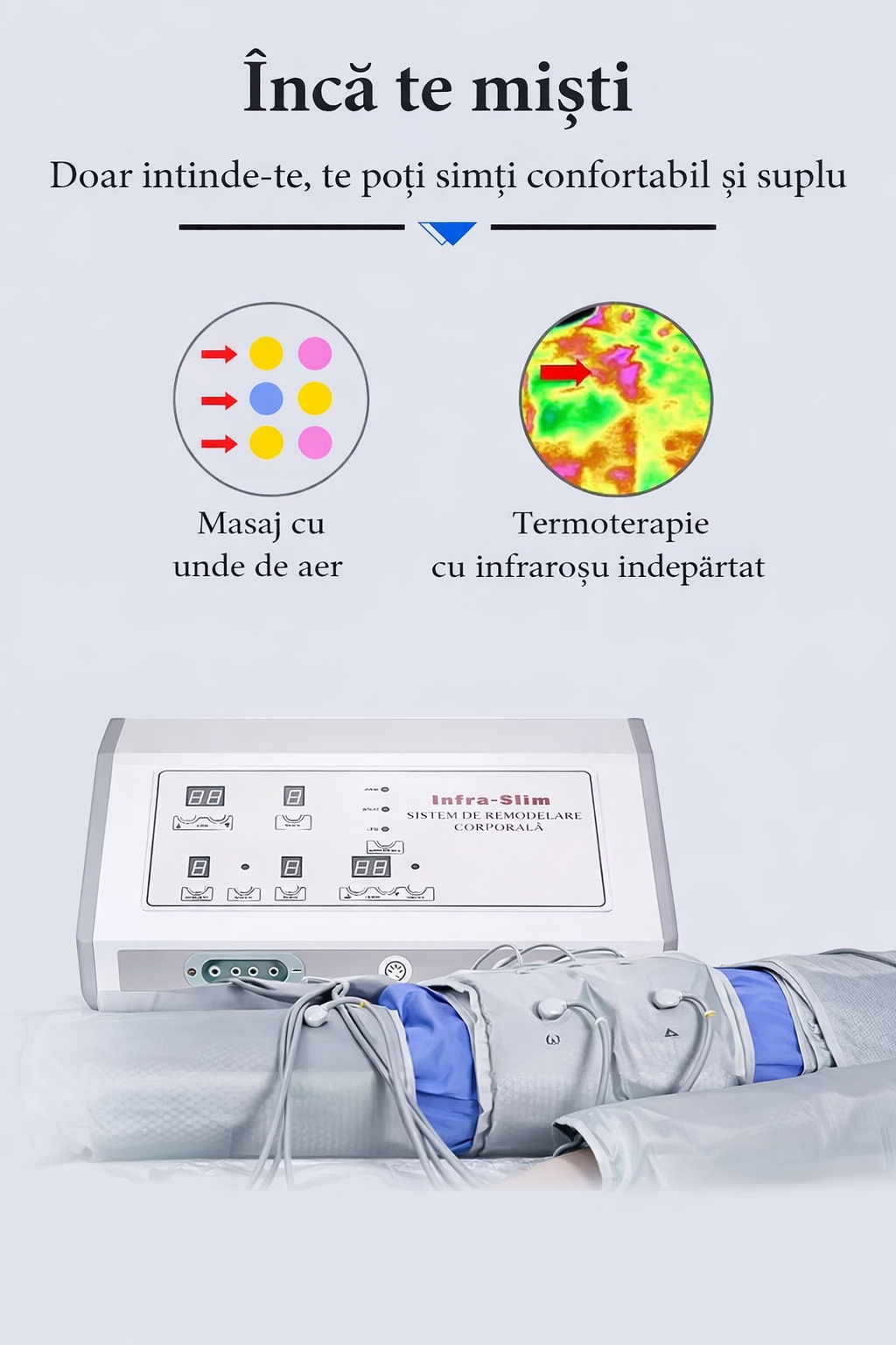 Aparat presoterapie, masaj drenaj limfatic cu infrarosii, pentru slabire, pierdere in greutate, PresoFit