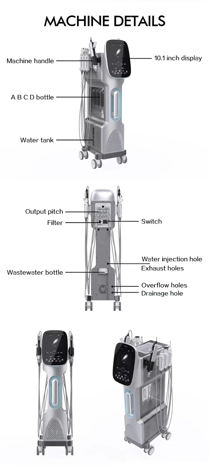 Combina Cosmetica De Ultima Generatie OxyTone Pro 10 - Hidrodermabraziune, Rf, Oxigen, Analizator Piele