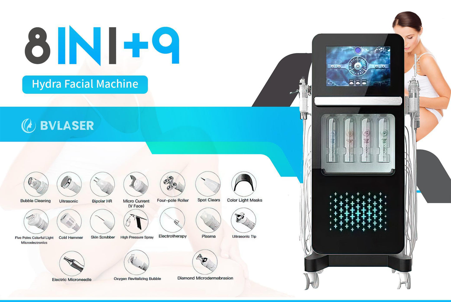 Combina Cosmetica Hidrafacial cu 17 functii pentru Curatare Faciala, Antiaging, Reintinerire, Lifting, Anti acnee