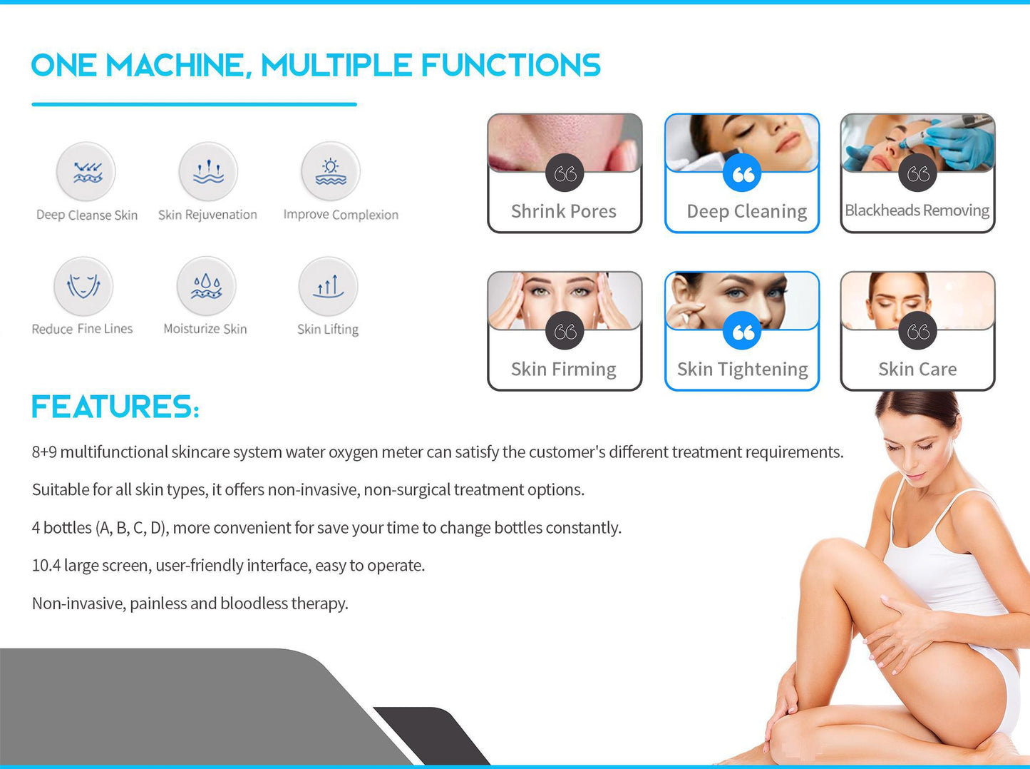 Combina Cosmetica Hidrafacial cu 17 functii pentru Curatare Faciala, Antiaging, Reintinerire, Lifting, Anti acnee