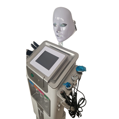 Combina Hidrafacial - Aparat curatare faciala - 11 in 1, Biolifting, Ultrasunete, Skin Scrubber, Oxigen Hiperbaric, Termosoc, Ultrasunete Ochi, Radiofrecventa, Radiofrecventa ochi, Masca Led, H2 O2 Jet, Hidrodermabraziune