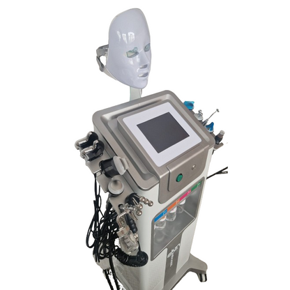 Combina Hidrafacial - Aparat curatare faciala - 11 in 1, Biolifting, Ultrasunete, Skin Scrubber, Oxigen Hiperbaric, Termosoc, Ultrasunete Ochi, Radiofrecventa, Radiofrecventa ochi, Masca Led, H2 O2 Jet, Hidrodermabraziune