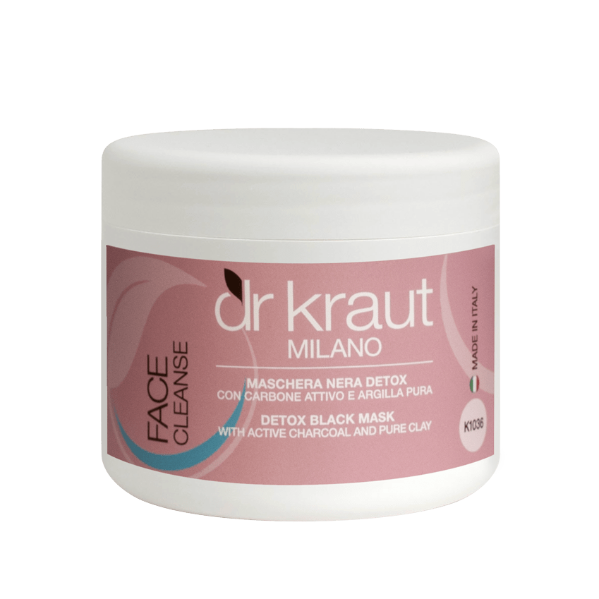 Masca Faciala Detoxifianta si Exfolianta, cu carbune activ si argila pura, 2 in 1, 500 ml, Dr. Kraut Milano.