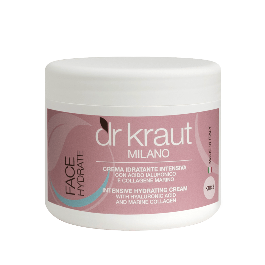 Crema Intensiv Hidratanta pentru fata, cu Acid Hialuronic și Colagen Marin, 500 ml, Dr. Kraut Milano.