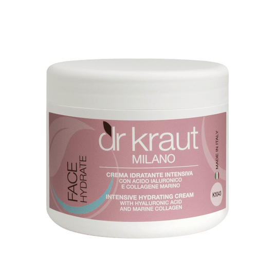 Crema Intensiv Hidratanta pentru fata, cu Acid Hialuronic și Colagen Marin, 500 ml, Dr. Kraut Milano.