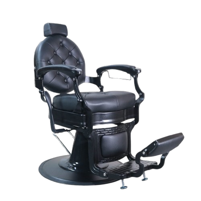 Scaun Frizerie/Barber Antonie Negru Integral, Ajustabil.