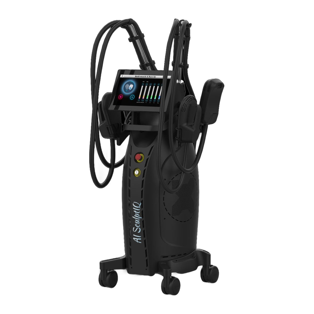 Aparat Stimulare Musculara Electromagnetica AI SculptIQ cu 4 capete si Analizator Corporal AI - vedere laterală