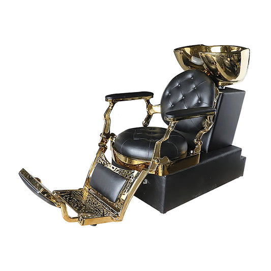 Scafa Coafor Aurie, cu suport de picioare, Regal, chiuveta neagra.