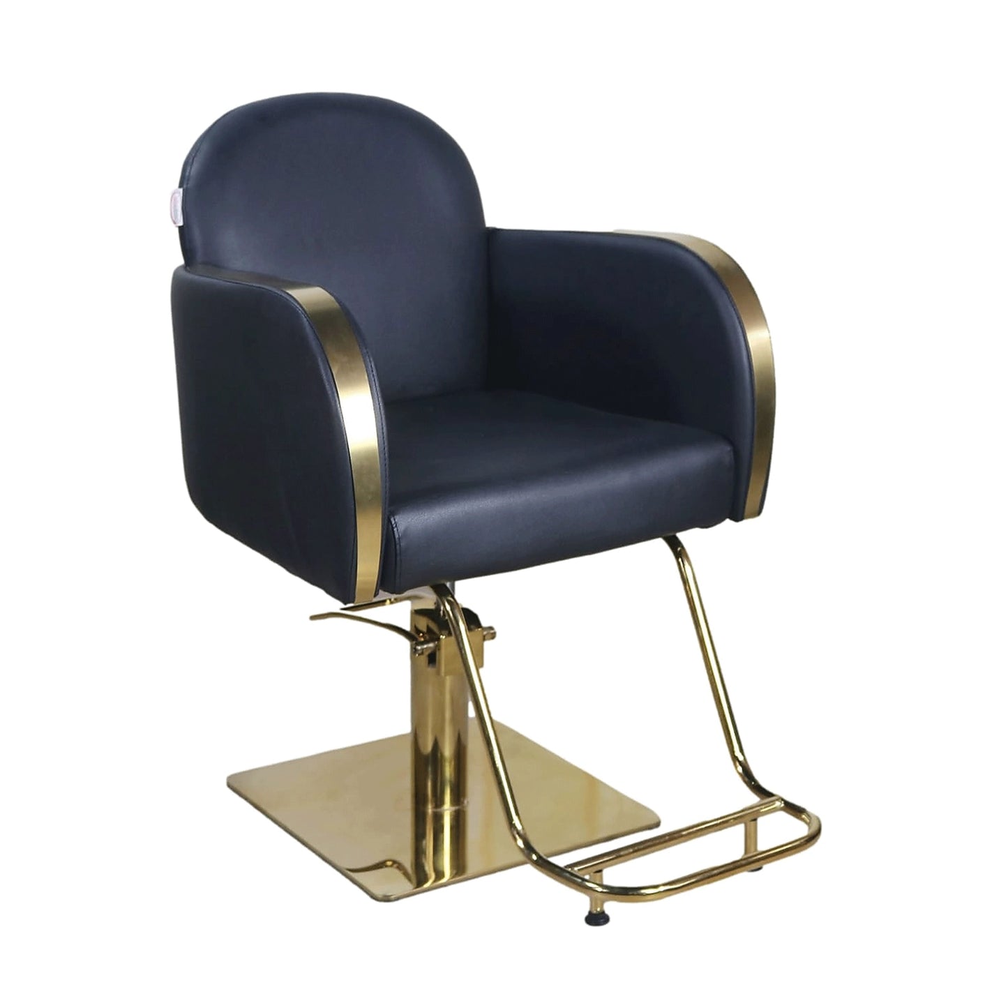 Scaun Coafor Venus Negru cu Pompa Hidraulica si Suport Picioare pe Accente Aurii.